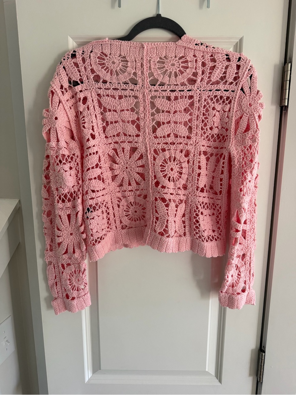POL Granny Square Cotton Knit Cardigan Pink - Picture 5 of 7